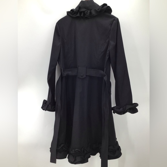 Joseph Ribkoff Black Coat with Ruffle Accents - Picture 3 of 9
